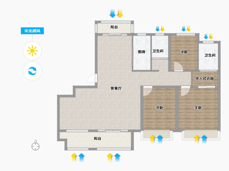 山东省-泰安市-尚德公馆-137.00-户型库-采光通风