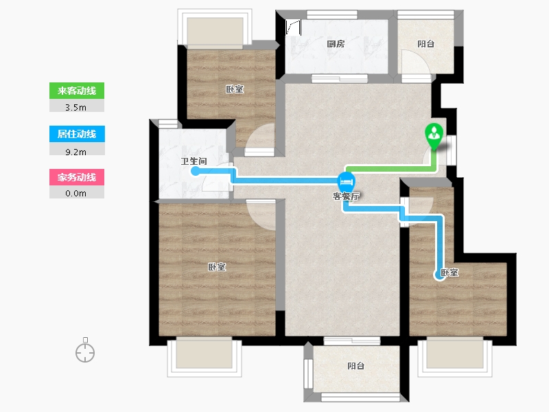 重庆-重庆市-中建滨江星城-62.61-户型库-动静线