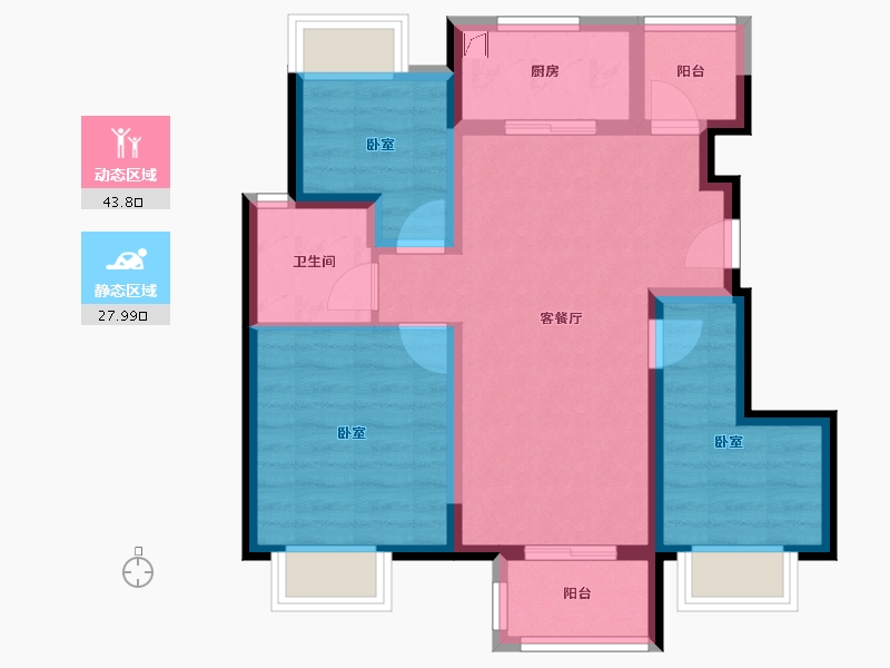 重庆-重庆市-中建滨江星城-62.61-户型库-动静分区