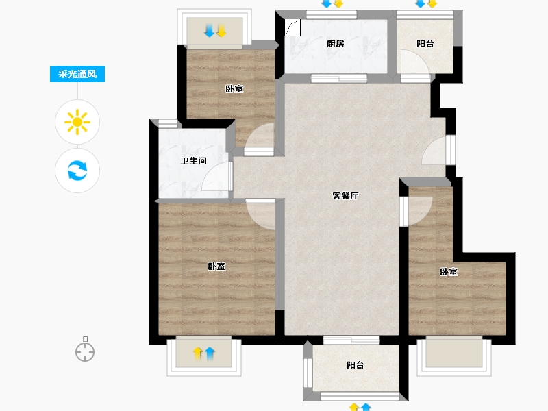 重庆-重庆市-中建滨江星城-62.61-户型库-采光通风