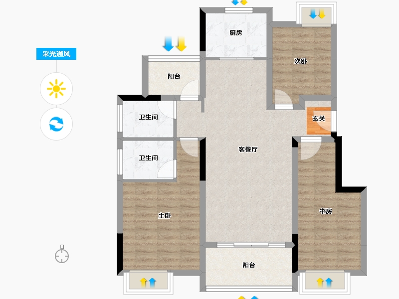 广西壮族自治区-桂林市-安厦酩悦湾-91.44-户型库-采光通风