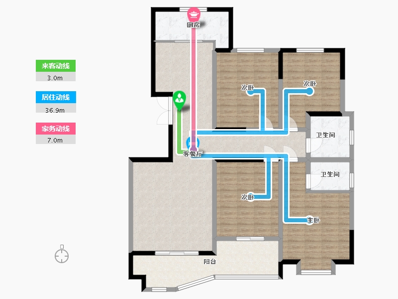 河南省-濮阳市-紫檀·东花园-144.00-户型库-动静线