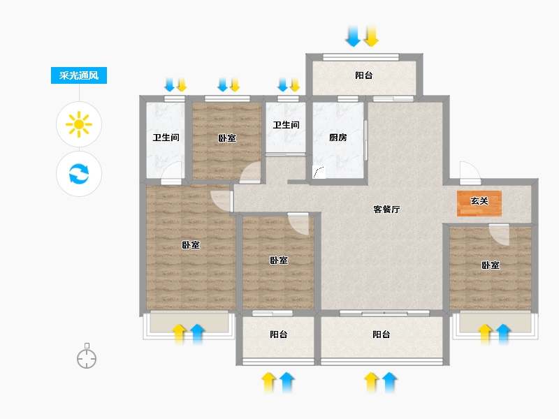 甘肃省-天水市-碧桂园御府-112.97-户型库-采光通风