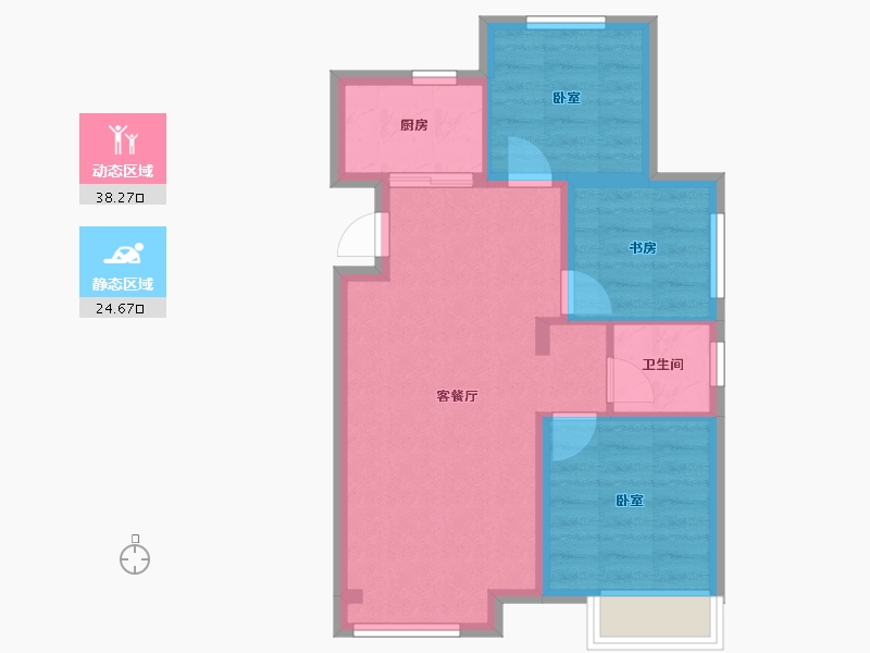 辽宁省-大连市-金科金弘基集美郡-56.06-户型库-动静分区