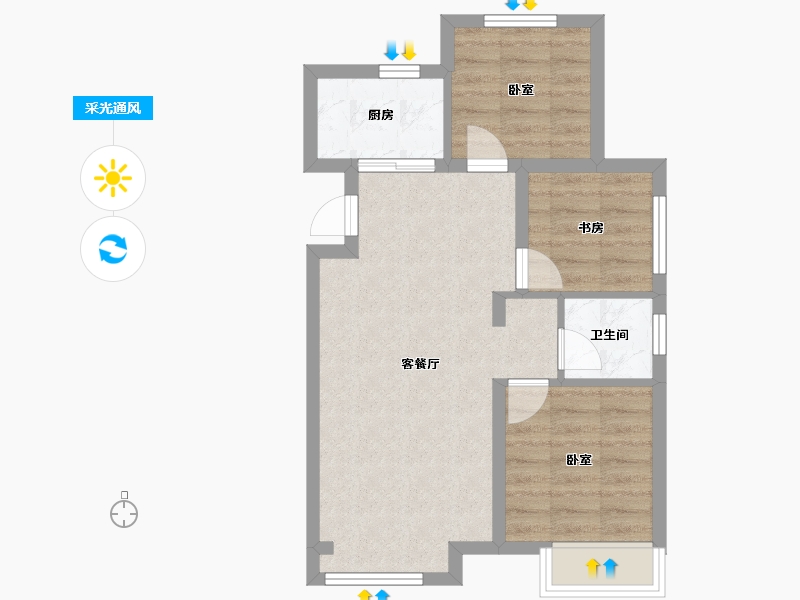 辽宁省-大连市-金科金弘基集美郡-56.06-户型库-采光通风