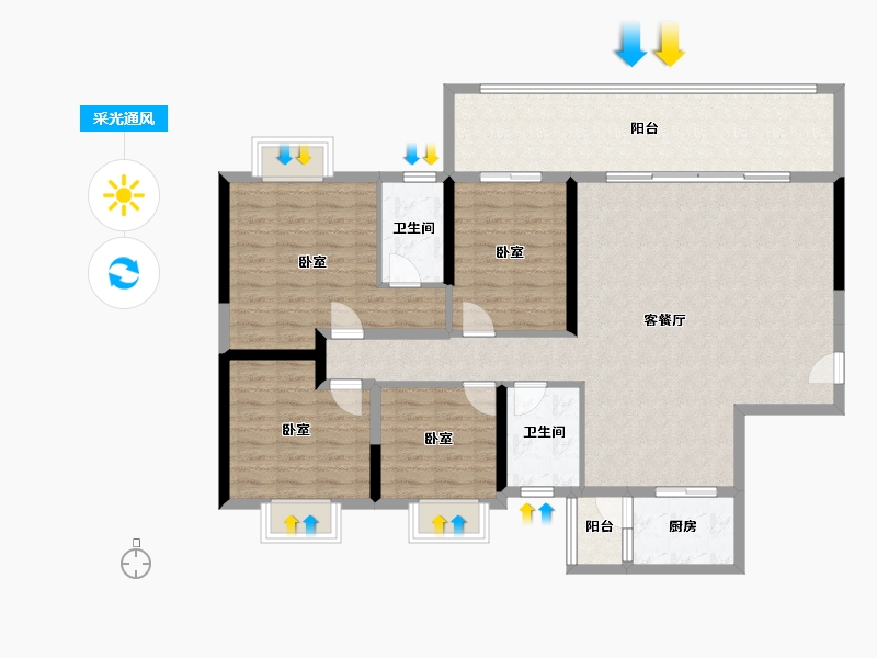 广东省-阳江市-丰泰公园里-127.78-户型库-采光通风