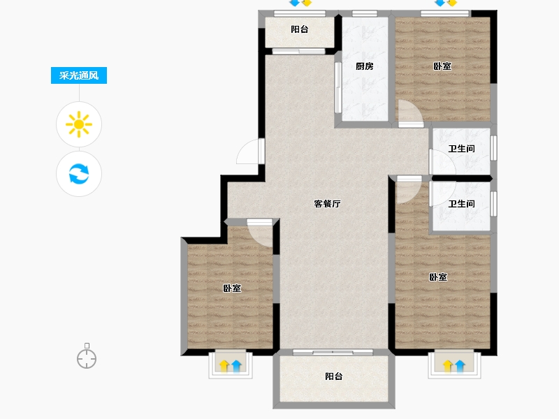 河南省-许昌市-中原府西苑-119.99-户型库-采光通风