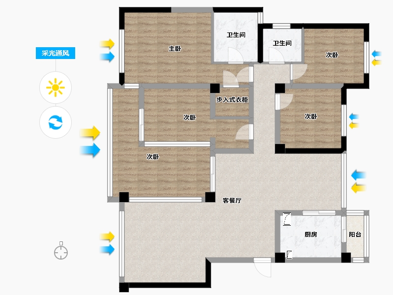 云南省-昆明市-星汇园-131.02-户型库-采光通风