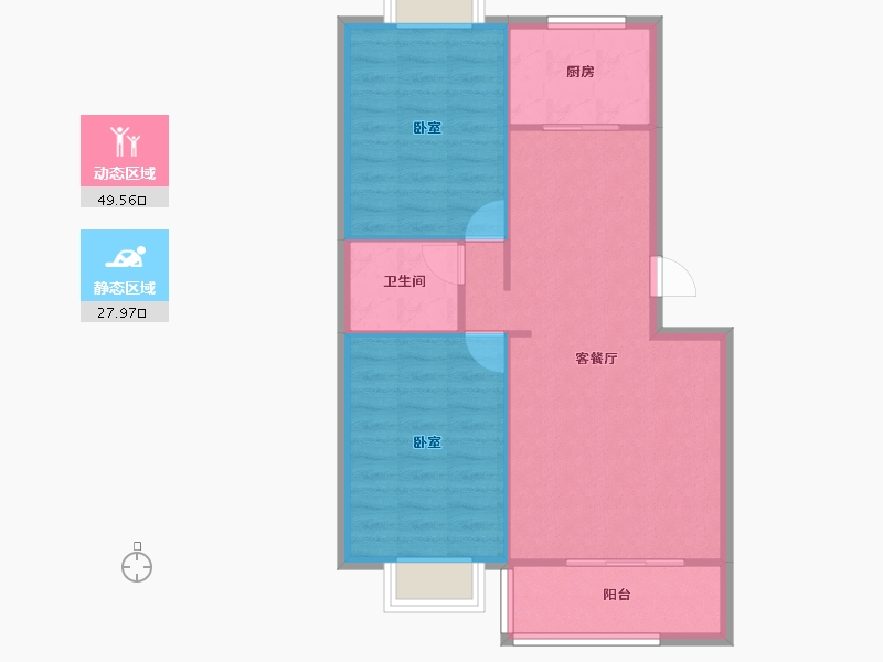 山东省-德州市-水木清华-70.89-户型库-动静分区