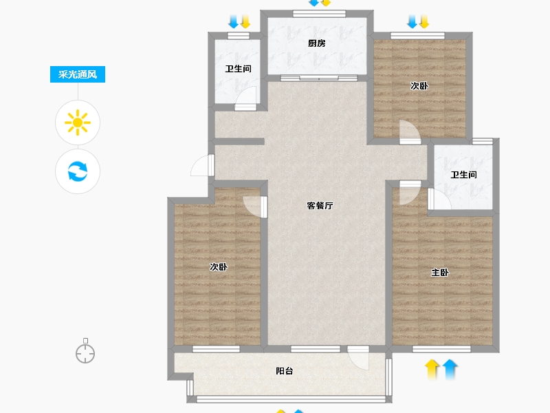 山东省-潍坊市-城市金典-124.40-户型库-采光通风