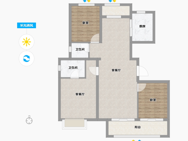 安徽省-马鞍山市-中梁.时代江来-99.95-户型库-采光通风