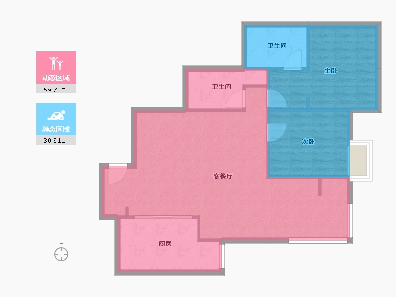 北京-北京市-远洋天地-82.23-户型库-动静分区