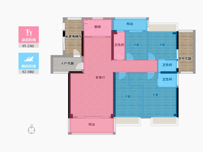 广东省-潮州市-海逸一号-135.14-户型库-动静分区