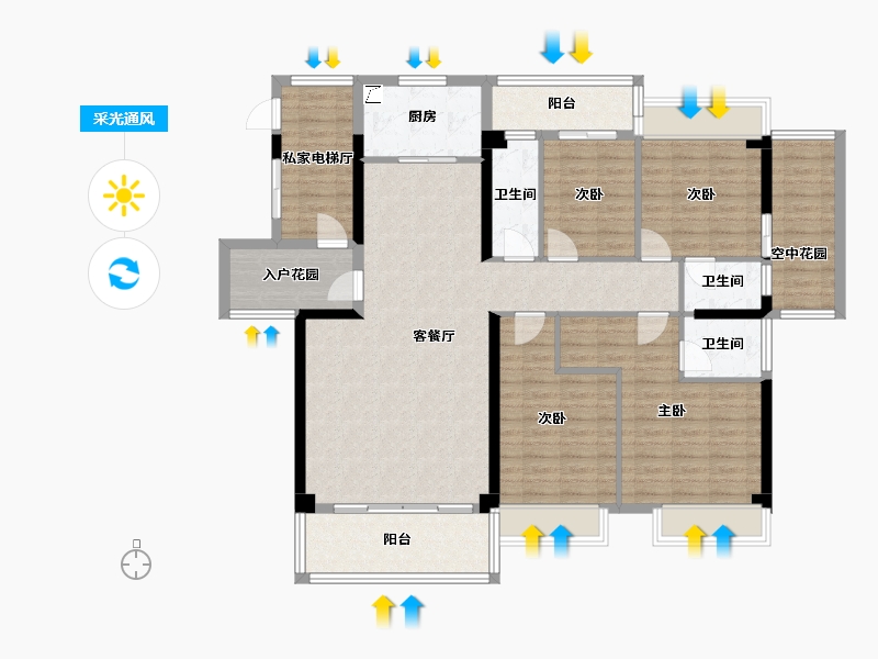 广东省-潮州市-海逸一号-135.14-户型库-采光通风