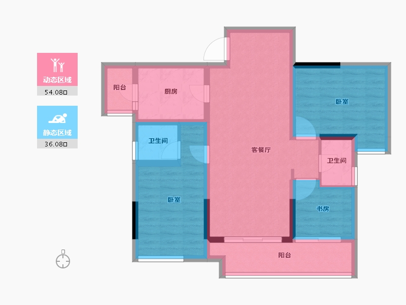 重庆-重庆市-绿地海棠湾-79.62-户型库-动静分区