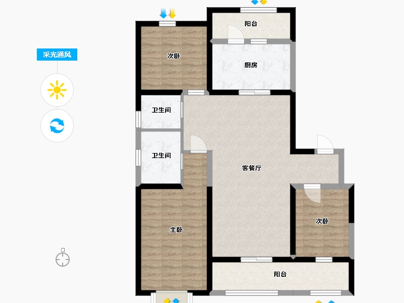 陕西省-西安市-新福兴纽约城-103.10-户型库-采光通风