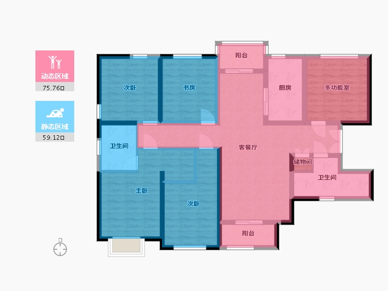 陕西省-西安市-鑫苑大都汇-119.12-户型库-动静分区