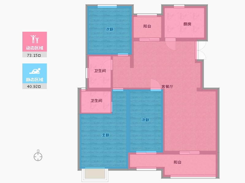 陕西省-西安市-朱雀锦园-101.43-户型库-动静分区