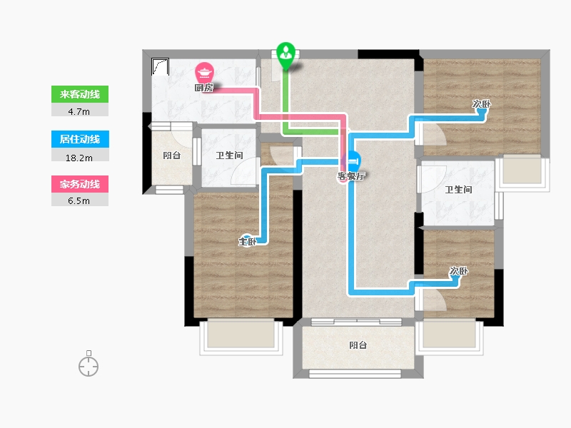 重庆-重庆市-奥园玺樾九里-73.20-户型库-动静线