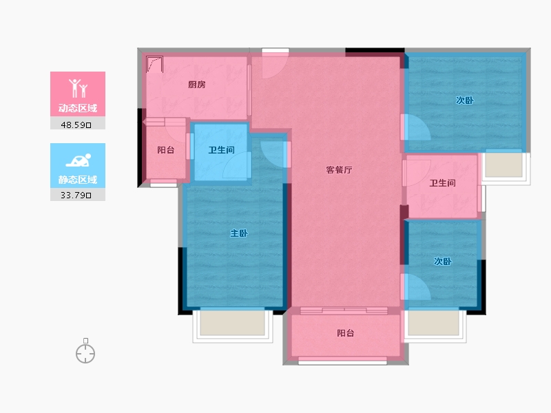 重庆-重庆市-奥园玺樾九里-73.20-户型库-动静分区