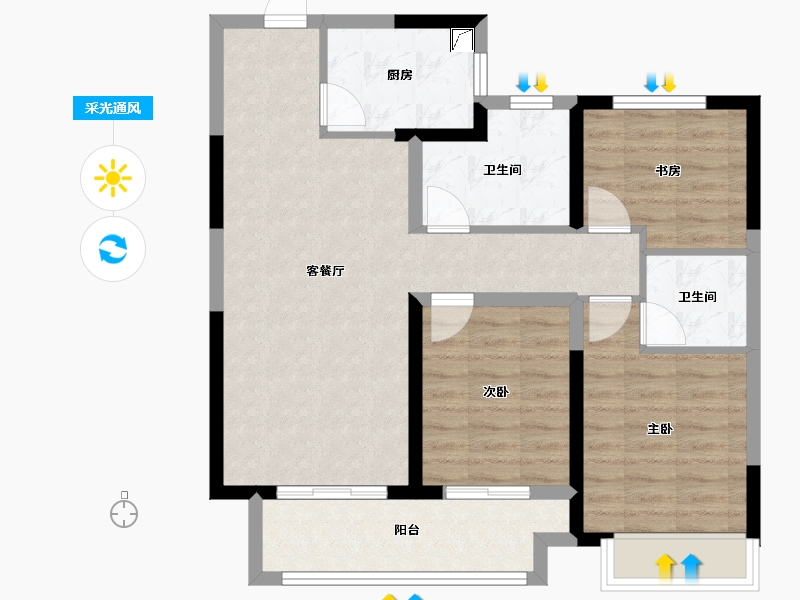 江苏省-徐州市-凯旋府邸-81.06-户型库-采光通风