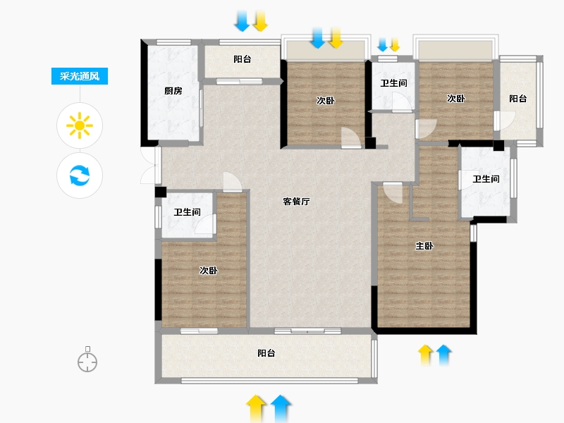 浙江省-宁波市-杭州湾新区世纪城 赏江苑-156.00-户型库-采光通风