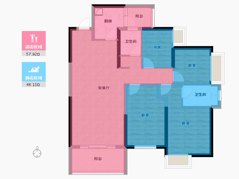 湖南省-长沙市-万润·滨江天著-92.25-户型库-动静分区