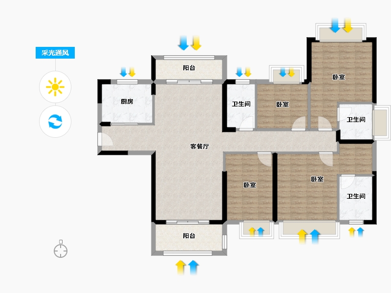 广东省-中山市-雅居乐剑桥郡-130.00-户型库-采光通风