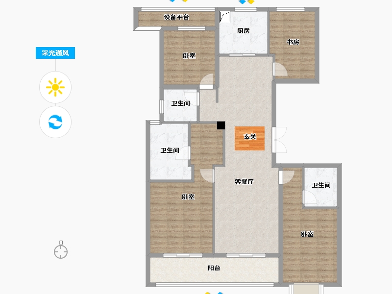 浙江省-杭州市-御潮府-134.33-户型库-采光通风