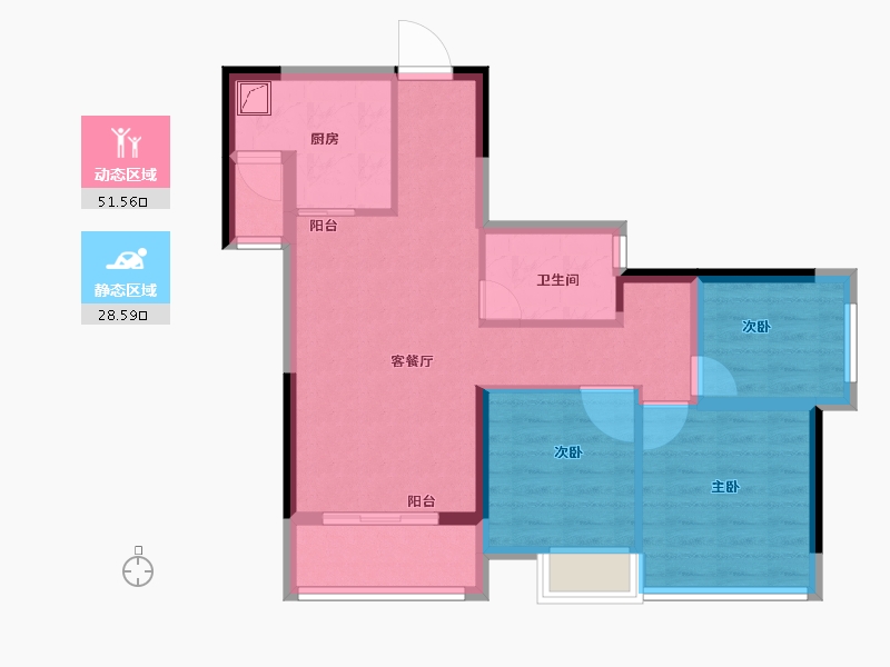 广西壮族自治区-南宁市-盛天时代-70.61-户型库-动静分区