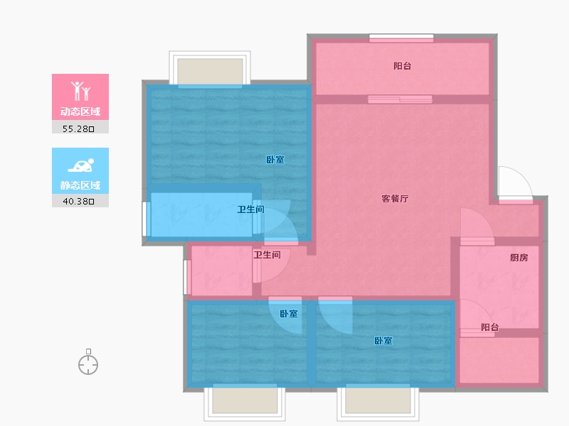 四川省-泸州市-恒信·凯旋城-84.00-户型库-动静分区