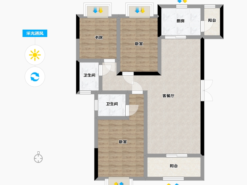 四川省-泸州市-华辰栖龙圣境-87.99-户型库-采光通风