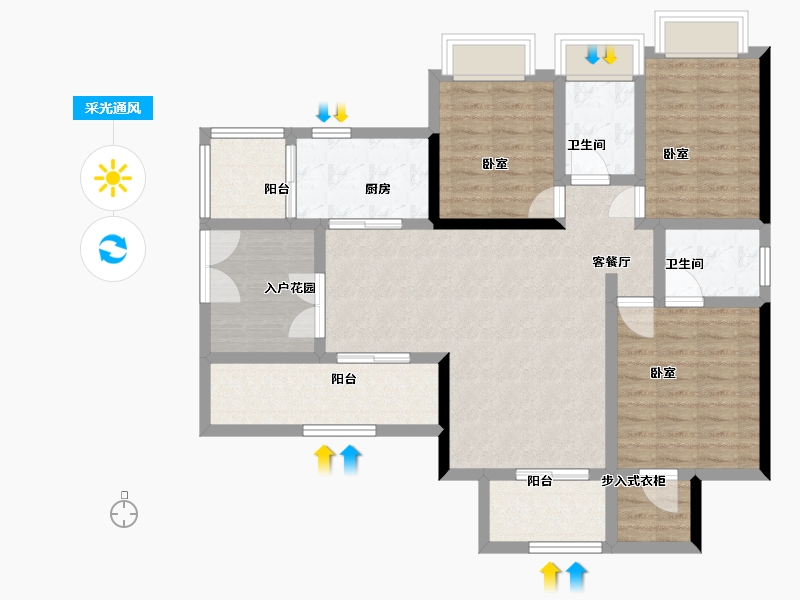 四川省-泸州市-华辰栖龙圣境-105.37-户型库-采光通风