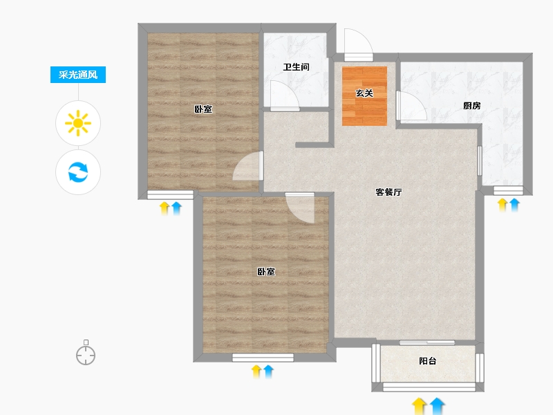 河北省-唐山市-惠民园-70.59-户型库-采光通风