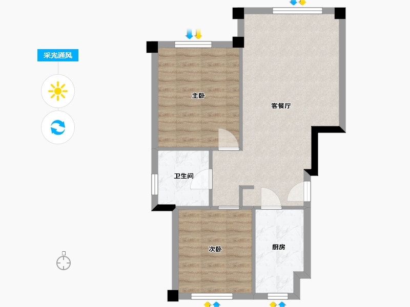 黑龙江省-佳木斯市-宏业家园-57.37-户型库-采光通风