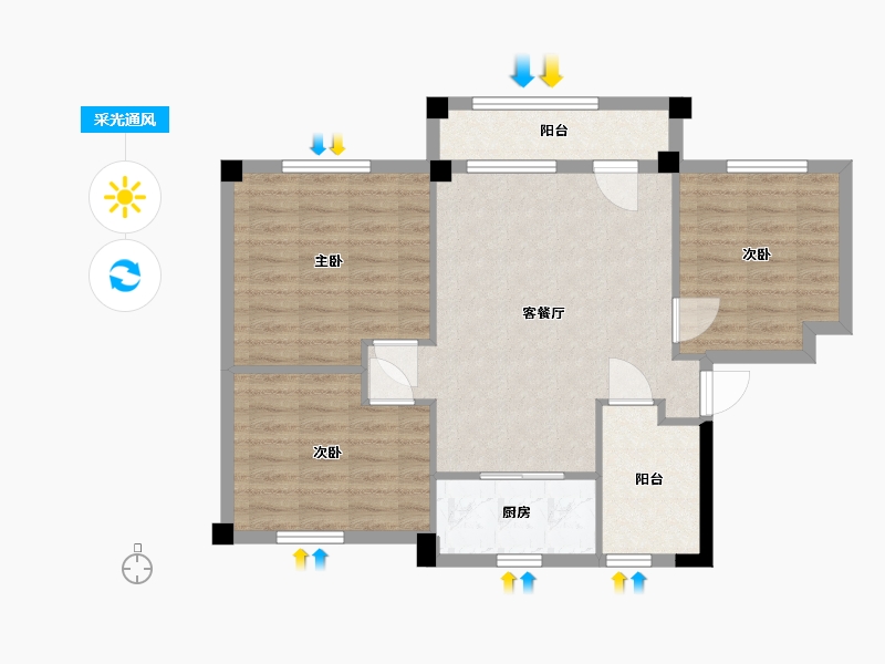 黑龙江省-佳木斯市-宏业家园-76.01-户型库-采光通风