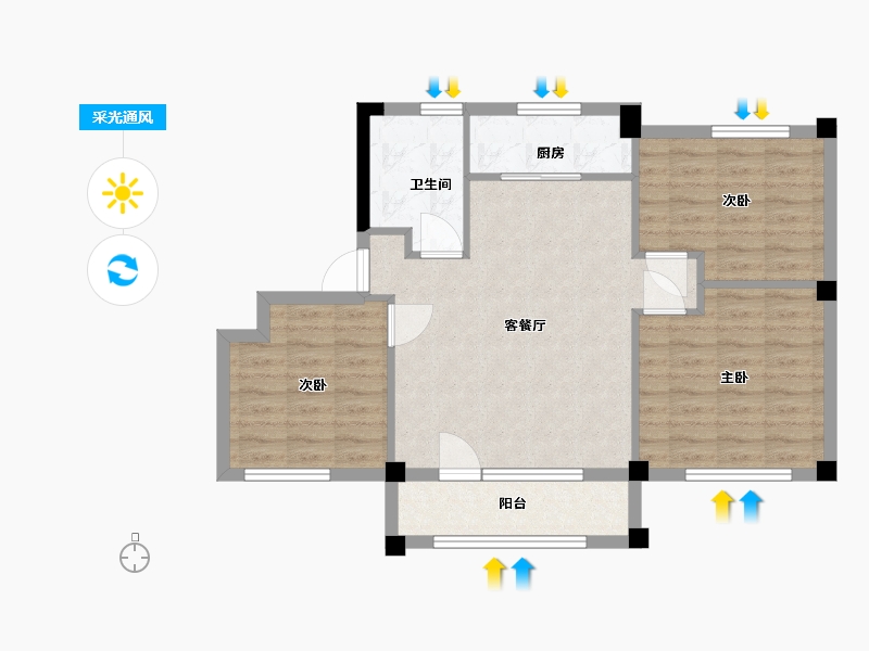 黑龙江省-佳木斯市-宏业家园-76.00-户型库-采光通风