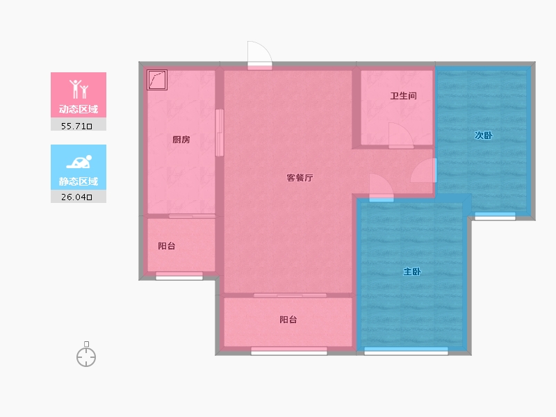 黑龙江省-牡丹江市-世茂·假日山水-72.80-户型库-动静分区