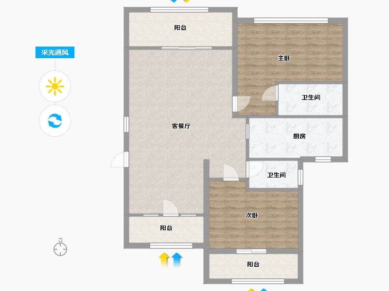 黑龙江省-鹤岗市-欧洲皇家花园小区-100.20-户型库-采光通风