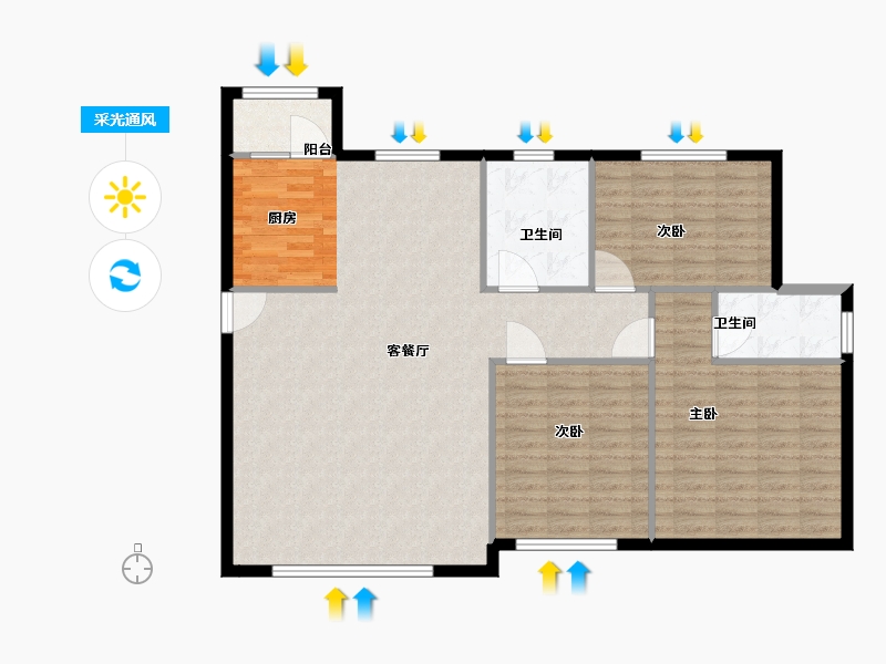 黑龙江省-大庆市-果岭半岛-118.00-户型库-采光通风