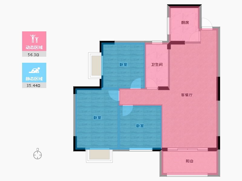 湖北省-鄂州市-光谷桂花城-83.49-户型库-动静分区