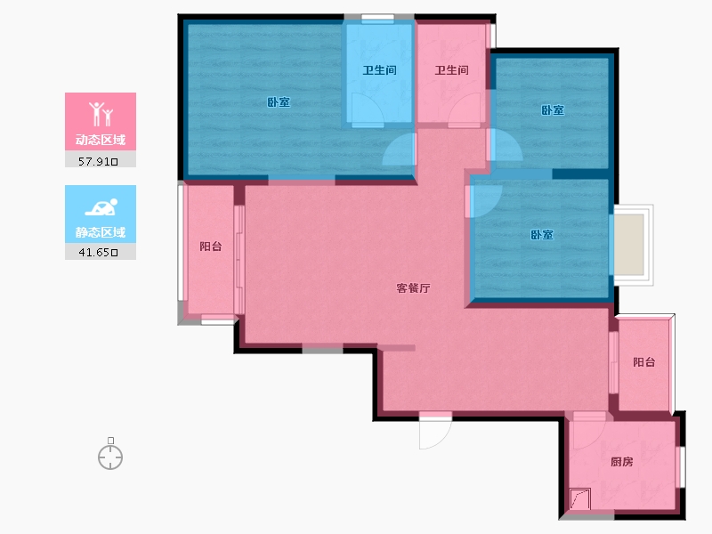 上海-上海市-碧桂园-88.41-户型库-动静分区