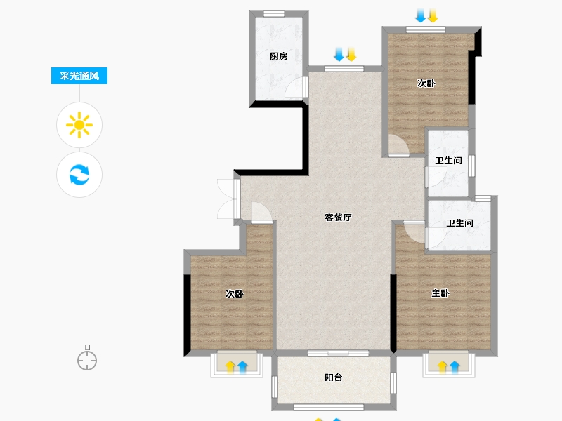 贵州省-六盘水市-公园道一号-118.00-户型库-采光通风