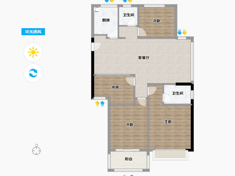 浙江省-宁波市-白金湾-108.98-户型库-采光通风