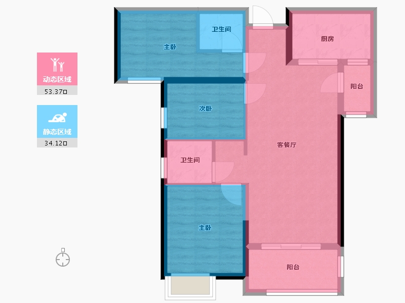 湖南省-长沙市-长房明宸府-78.00-户型库-动静分区