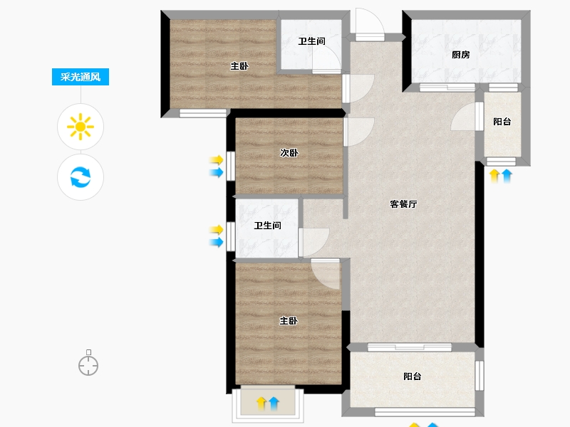 湖南省-长沙市-长房明宸府-78.00-户型库-采光通风