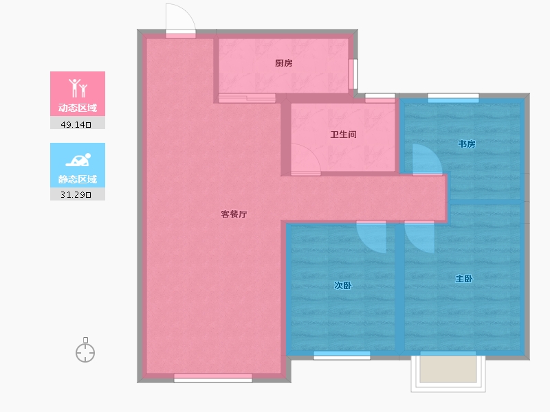 河北省-邯郸市-泽信和熙府-71.89-户型库-动静分区