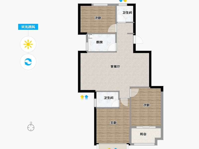 浙江省-宁波市-白金湾-110.00-户型库-采光通风