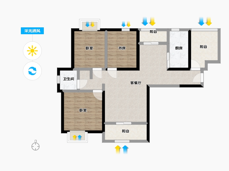 山东省-烟台市-亚泰兰海公馆-88.17-户型库-采光通风