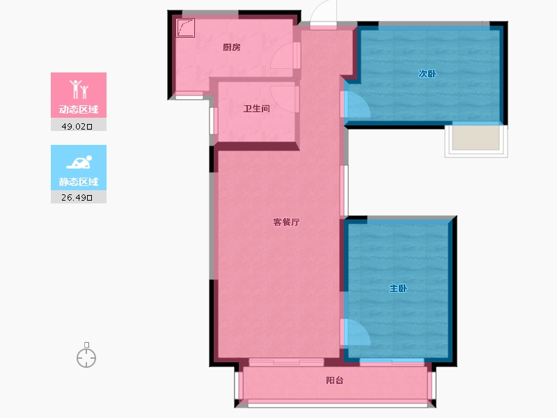 陕西省-西安市-荣民宫园学府-66.75-户型库-动静分区